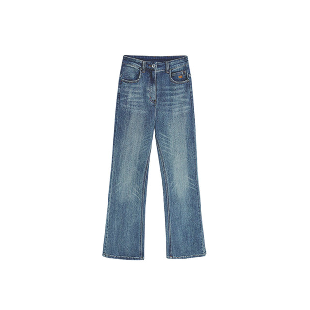 Micro-flare retro jeans for women plus size fat girls mm high-waist slim stretch straight pants pear-shaped body trendy pants