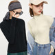 AMII semi -high -necked wool blending sweater 2024 autumn new slim top jacket cover finger texture sensory sweater
