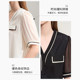 AMII2024 new summer French small incense, short -sleeved T -shirt light luxury V -neck real silk top female contrasting color