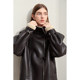 AMII2024 Winter new old money breeze lapel the contrasting environmentally friendly fur woman handmade skin buckle loose jacket
