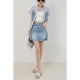 Hot girl style, asymmetric contrasting colors, hip-covered high-waist denim skirt for women, summer 2025 new design short skirt
