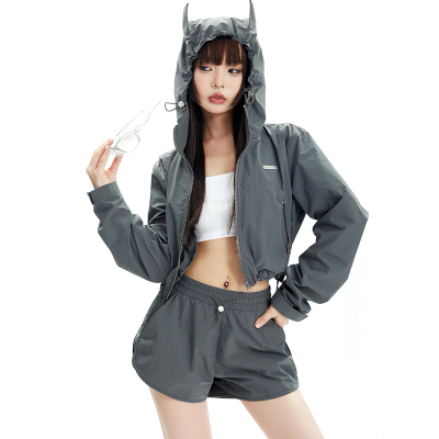 taobao agent Jacket with hood, waterproof fashionable shorts, American style, high waist