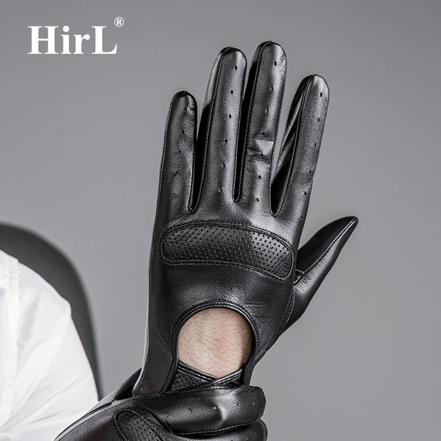 Genuine leather gloves men's touch screen thin outdoor cycling driving driving non-slip short sheepskin gloves men's bare leather tight hands