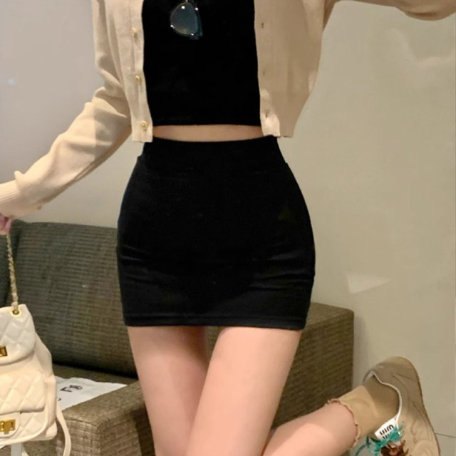 Summer sexy hot girl straight skirt for women in spring large size fat mm high waist slim and elastic hip-packing skirt