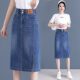 Straight denim skirt for women in spring and autumn new style small person light color high waist slim a-line skirt versatile midi skirt