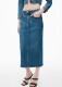 Foreign trade summer new button slit straight tube high-end washing-temperature denim skirt