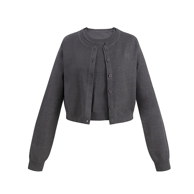 UNIFREE simple knitted cardigan sleeveless vest two-piece miu-style dressing high-zhishen slim fit top