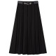 2024 new front and rear pleated suit skirt for women in autumn and winter retro high waist drooping slim pleated midi skirt

