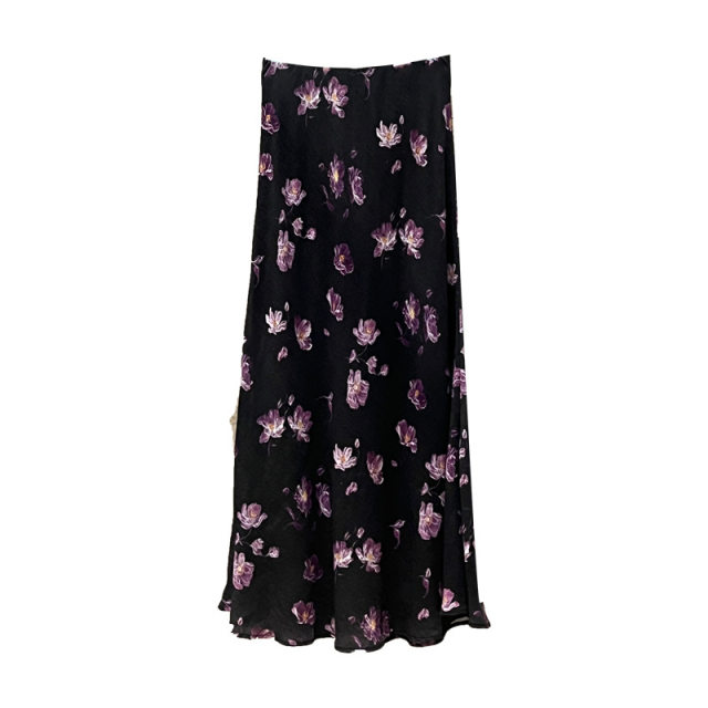 
HO TIME 2025 summer new style retro print high waist slim skirt hip pencil skirt