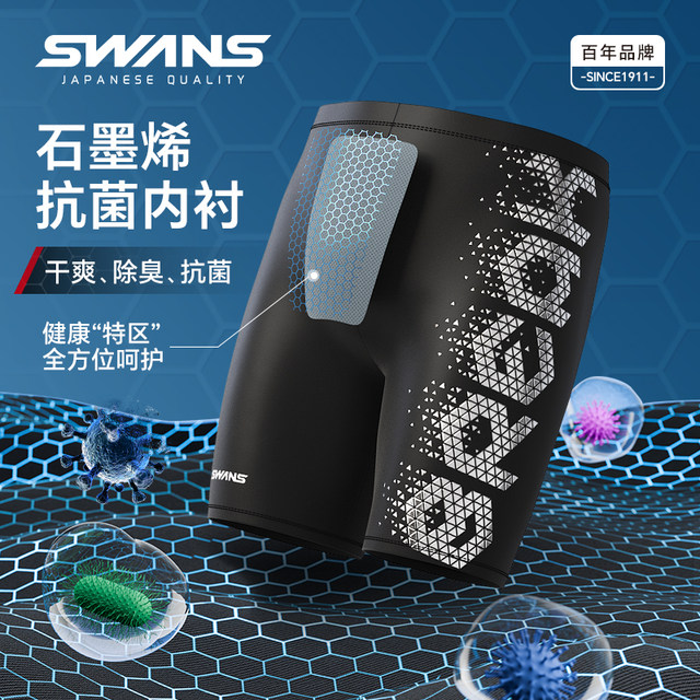 swans swimming trunks men's professional quick-drying five-point anti-embarrassment large size men's knee-length swimming trunks training swimming equipment