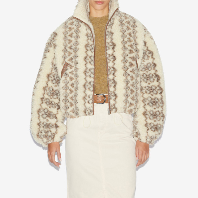 MARANT ETOILE MACKENSY retro printed zipper fleece thickened cotton jacket for women