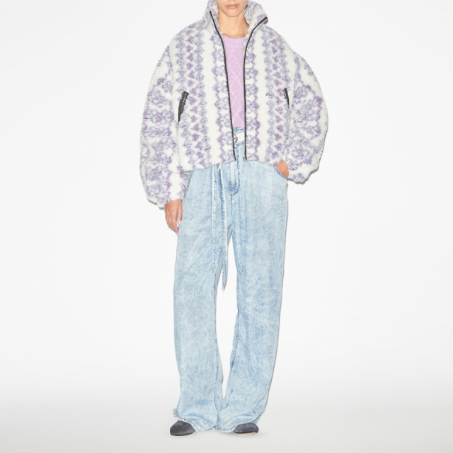 MARANT ETOILE MACKENSY retro printed zipper fleece thickened cotton jacket for women