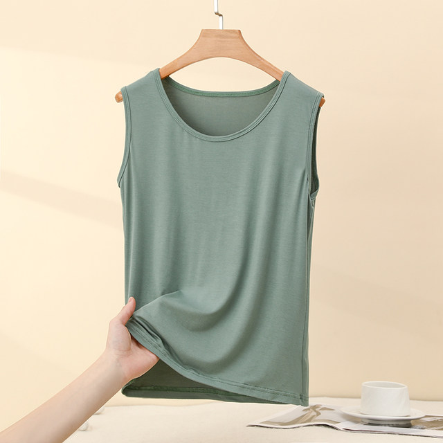 Summer loose suspender vest for women with wide shoulders and versatile large size 2025 new modal inner bottom sleeveless top