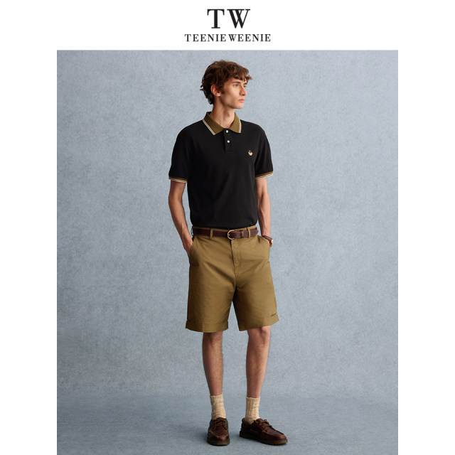 Teenie Weenie cool short-sleeved polo shirt business lapel front shoulder casual