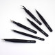 Anti-static tweezers elbow thin pointed stainless steel tweezers bird's nest hair picking acne clip repair tool set