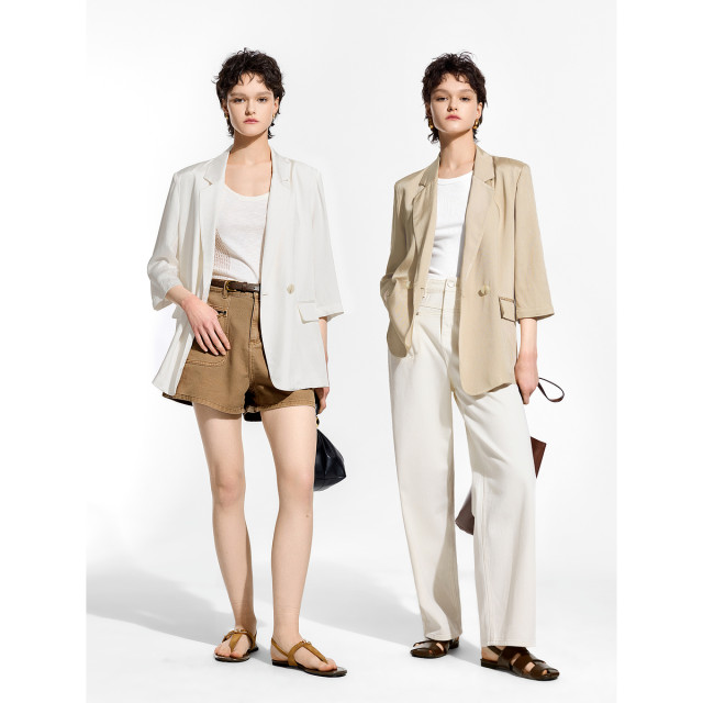 Besini French retro temperament slim suit jacket women's 2025 summer new design suit top