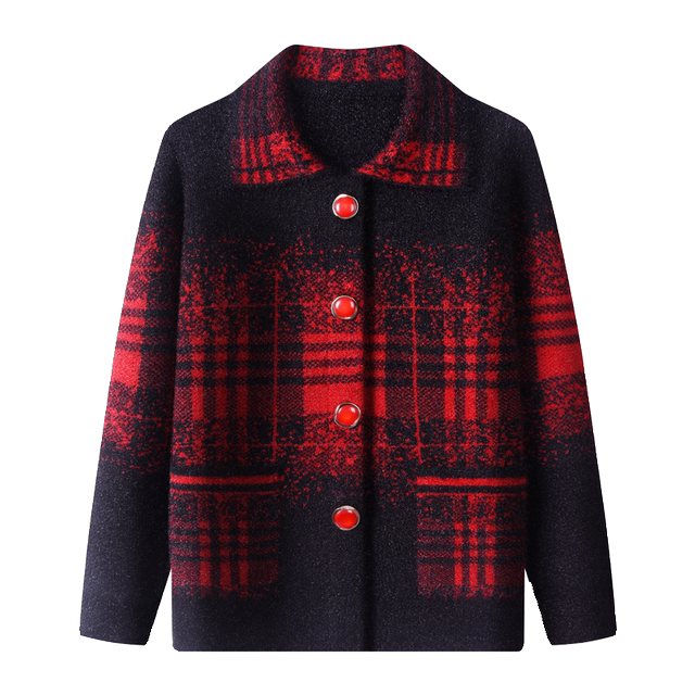 Spring and autumn mother's sweater for middle-aged and elderly women's high-end knitted cardigan grandma's loose large size coat spring top