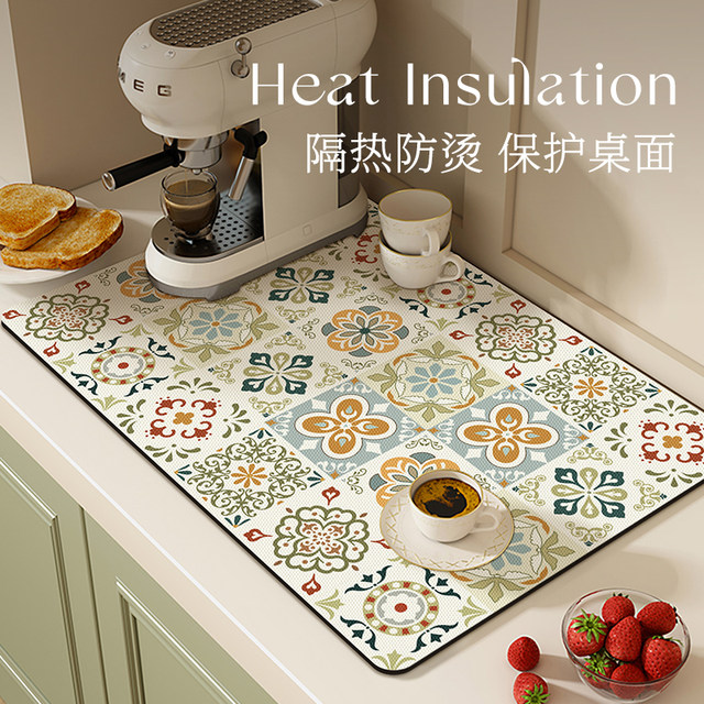 Kitchen drain mat, diatom mud absorbent mat, non-slip, oil-absorbing, wipeable dishwashing mat, countertop mat, household