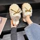 Bow cotton slippers for women in winter, warm and non-slip indoor home 2025 new fur slippers for winter