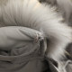 Lemon + white goose down! Fashionable and versatile big fur collar hooded simple waisted mid-length down jacket for women in winter