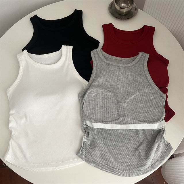 Korean version is thin, pure desire, font sports suspender vest, female chest pad, bottoming, wearing American hot girl sexy