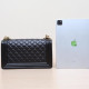 Middle-aged 95 new Chanel/Chanel shoulder bag Leboy black lychee leather 30 open