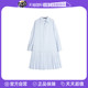 ELLE French spliced ​​pleated shirt skirt for women 2025 summer new elegant niche dress
