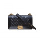 Middle-aged 95 new Chanel/Chanel shoulder bag Leboy black lychee leather 30 open
