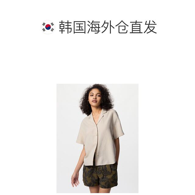 Can be returned within 1 hour Korean direct mail uniqlo shirt linen short sleeve authentic fashion versatile comfortable simple
