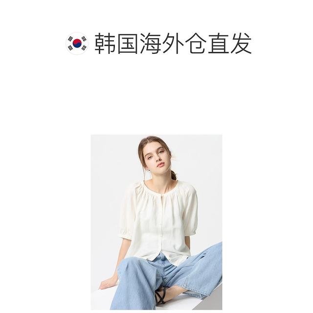 Can be returned within 1 hour Korean direct mail uniqlo shirt linen short sleeve authentic fashion versatile comfortable simple
