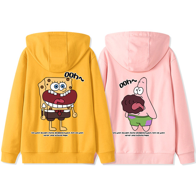 roora couple outfit coat SpongeBob SquarePants hooded sweatshirt women ins trendy large size loose street bestie outfit pullover