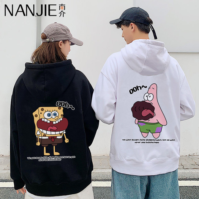 roora couple outfit coat SpongeBob SquarePants hooded sweatshirt women ins trendy large size loose street bestie outfit pullover
