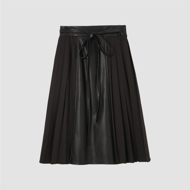 Boxing mall style pleated skirt for women in spring and autumn retro spliced ​​umbrella skirt BDQ3BD0403
