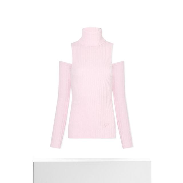 Hong Kong Direct Mail Blumarine Hollow Shoulder Details Turtleneck Sweater 2M400A Off-shoulder Embroidery
