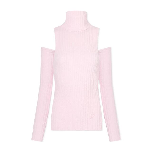 Hong Kong Direct Mail Blumarine Hollow Shoulder Details Turtleneck Sweater 2M400A Off-shoulder Embroidery
