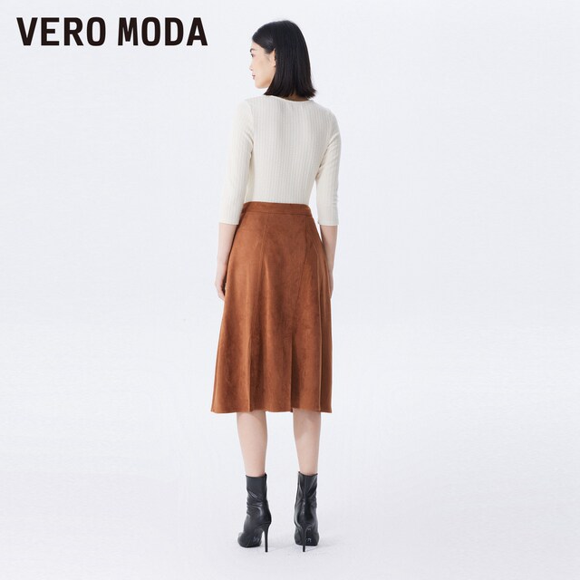 
Vero Moda Outlet Skirt in summer new high-waisted A-line midskirt retro commuting elegant women versatile trend