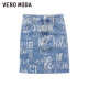 Vero Moda Outlet Skirt Summer New High Waist A-line Print Fur-edged Denim Short Skirt Casual and Fashion