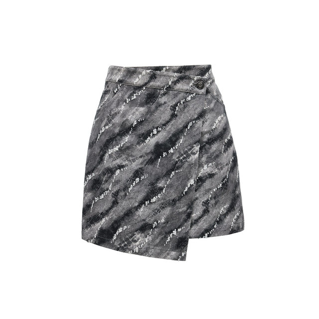 Vero Moda Outlet Skirt in summer new high-waist A-version tie-dye misplaced splicing temperament short skirt is popular