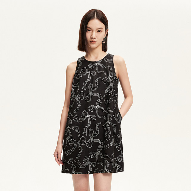 Vero Moda Outlet Dress 2025 Summer New Shopping Mall Same Round Neck Print Sleeveless Short Skirt Loose