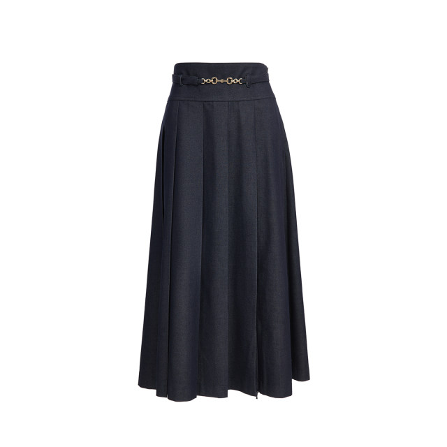 Vero Moda skirt 2025 summer new mall same original color denim pleated long skirt 325137011