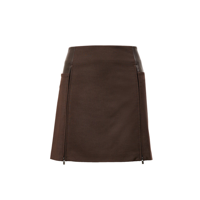 Vero Moda Outlet Skirt in summer new PU splicing Yadan style A-line short skirt commuting versatile and popular