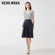 Vero Moda Outlet Skirt Summer Clearance A-line Solid Color Mid-Long Skirt High Waist Simple Strap Commuter Women