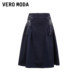 Vero Moda Outlet Skirt Summer Clearance A-line Solid Color Mid-Long Skirt High Waist Simple Strap Commuter Women