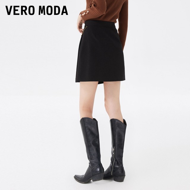 Vero Moda Outlet Skirt for Women in Summer New High Waist A-Swing Asymmetric Short Skirt Fashion Commuting Versatile