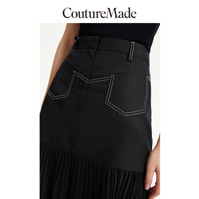 Vero Moda Outlet Skirt in summer new high-waist A-swing spliced ​​pleated skirt for commuting women versatile trend