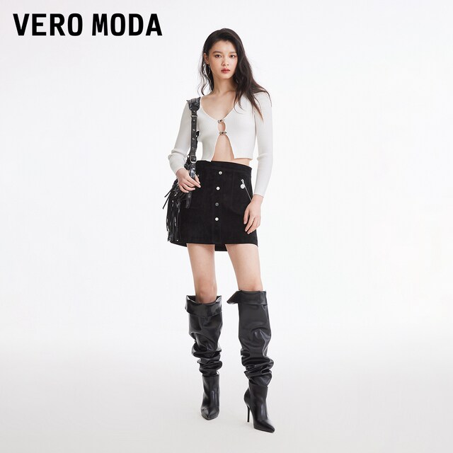 Vero Moda skirt 2025 summer new mall same style A-line pig layered leather short skirt 325111014