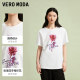 Vero Moda Outlet T-shirt for women in summer new loose casual round neck rose printed temperament short-sleeved top