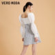 Vero Moda Ora dress in autumn and winter new waist -collar bubble sleeve splicing sweet style tattoo girl
