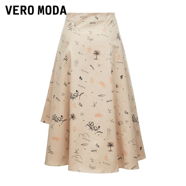 Vero Moda Outlet Skirt Summer Clearance High Waist A-line Skirt Mid-length Irregular Skirt Hem Style Women