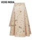 Vero Moda Outlet Skirt Summer Clearance High Waist A-line Skirt Mid-length Irregular Skirt Hem Style Women